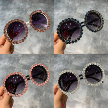 Load image into Gallery viewer, 2023 sales custom logo private label round  shades bling diamond sun glasses crystal women sunglasses trendy