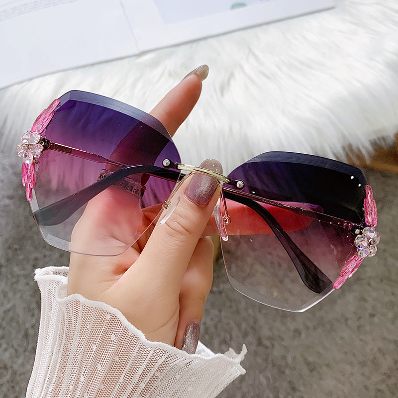 Rimless clearance rhinestone sunglasses