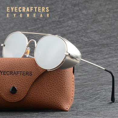2023 Mens Womens Eyewear Metal Vintage Gothic Steampunk Sunglasses Round Mirrored Retro Sunglasses