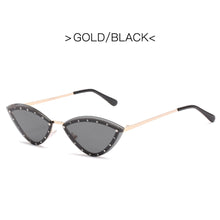 Load image into Gallery viewer, 2023 Brand Triangle Cat Eye Sunglasses Alloy Rimless Crystal Shiny Sun Glasses Female Unique Elegant Green Rhinestone Shades