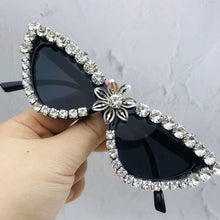 Load image into Gallery viewer, 2023 Cat Eye Diamond Sunglasses Women Men Black White Rhinestones Sun Glasses Shades Glasses Lady Eyeglasses UV400