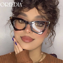 Load image into Gallery viewer, 2023 Big Cat Eye Anti-blue Glasses Women Vintage Unique Marbling Frame Eyeglasses Female Leopard Spectacles Oculos
