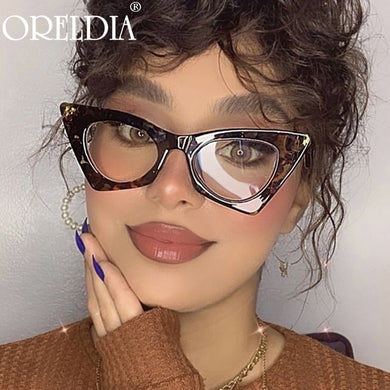 2023 Big Cat Eye Anti-blue Glasses Women Vintage Unique Marbling Frame Eyeglasses Female Leopard Spectacles Oculos