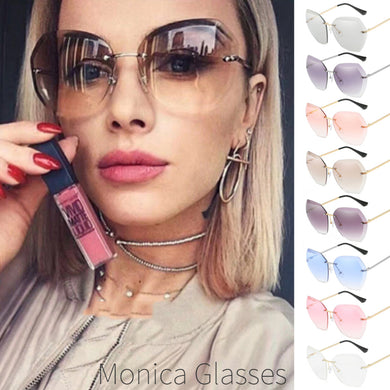 2023 Brand Design Vintage Rimless Pilot Sunglasses Women Men Retro Cutting Lens Gradient Sun Glasses Female UV400