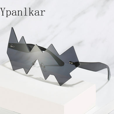 2023 Funny Wave Party Sunglasses Women Oversized One Piece Sun Glasses Female Rimless Shades Men Oculos De Sol