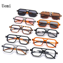 Load image into Gallery viewer, 2023 New  Square Sunglasses For Men Women Retro Double Bridges Clear Anti-Blu-Ray Glasses Frame Tranding Shades UV