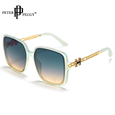 2023 Oversize Gradient Sunglasses For Women Vintage Alloy Chain Frame Rivet Square Sun Glasses Shades Female Eyewear