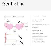 Load image into Gallery viewer, 2023 Heart Sunglasses Women Brand Designer Funny Sun Glasses Female Retro Cool Rimless Eyeglasses Ladies UV400 Protection