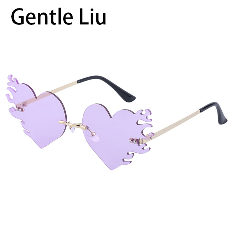 2023 Heart Sunglasses Women Brand Designer Funny Sun Glasses Female Retro Cool Rimless Eyeglasses Ladies UV400 Protection