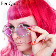 Load image into Gallery viewer, 2023  Designer Small Women&#39;s Sun Protection Glasses Multi-Color Uv400 Cloud Diamond Rimless Sunglasses Women