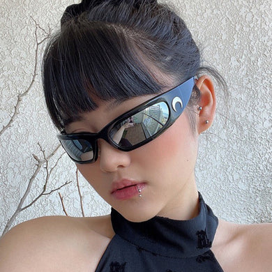 2023 Moon Rectangular Sunglasses for Women Man Vintage Outdoor Cycling Sports Hip Hop Punk Sun Glasses UV400 Trend Female
