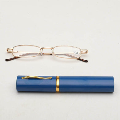 2023 Pen Holder Reading Glasses Metal Small Frames Reading Mirror Light Portable Unisex Eyewear Accessories