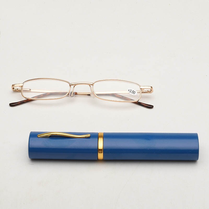 2023 Pen Holder Reading Glasses Metal Small Frames Reading Mirror Light Portable Unisex Eyewear Accessories