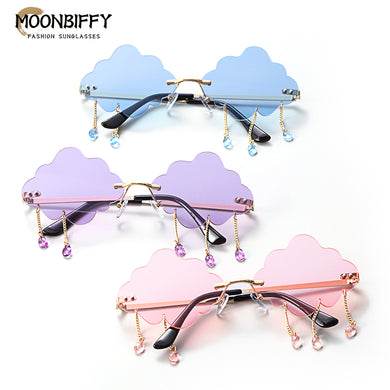 2023 Personality Cloud Tassel Sunglasses Stage Catwalk Street Shooting Eyewear Performance Funny Rimless Glasses For Ladies
