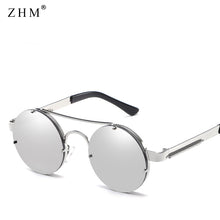Carica l&#39;immagine nel visualizzatore di Gallery, 2023 Retro Round Steampunk Sunglasses Women  Popular Metal Spring Sun Glasses for Men Big Mirror Lens Oculos