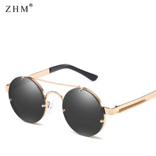 Carica l&#39;immagine nel visualizzatore di Gallery, 2023 Retro Round Steampunk Sunglasses Women  Popular Metal Spring Sun Glasses for Men Big Mirror Lens Oculos
