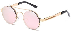 2023 Retro Round Steampunk Sunglasses Women  Popular Metal Spring Sun Glasses for Men Big Mirror Lens Oculos