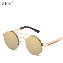 Carica l&#39;immagine nel visualizzatore di Gallery, 2023 Retro Round Steampunk Sunglasses Women  Popular Metal Spring Sun Glasses for Men Big Mirror Lens Oculos