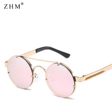 Carica l&#39;immagine nel visualizzatore di Gallery, 2023 Retro Round Steampunk Sunglasses Women  Popular Metal Spring Sun Glasses for Men Big Mirror Lens Oculos