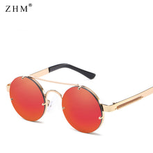 Carica l&#39;immagine nel visualizzatore di Gallery, 2023 Retro Round Steampunk Sunglasses Women  Popular Metal Spring Sun Glasses for Men Big Mirror Lens Oculos