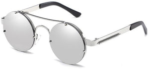 2023 Retro Round Steampunk Sunglasses Women  Popular Metal Spring Sun Glasses for Men Big Mirror Lens Oculos