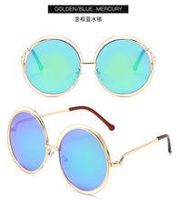 Carica l&#39;immagine nel visualizzatore di Gallery, 2023 Occhiali da sole rotondi oversize da donna Designer di marca Occhiali da sole a specchio sfumato a cerchio grande Occhiali da sole con montatura in metallo femminile 