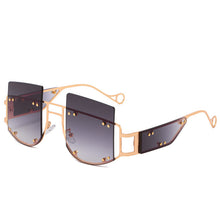 Carica l'immagine nel visualizzatore di Gallery, 2023 Steampunk Women Glasses Stylish Design UV400 Brand Desinger Semi-Rimless Oversized Occhiali Da Sole Donna