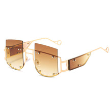 Carica l'immagine nel visualizzatore di Gallery, 2023 Steampunk Women Glasses Stylish Design UV400 Brand Desinger Semi-Rimless Oversized Occhiali Da Sole Donna