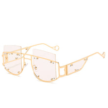 Carica l'immagine nel visualizzatore di Gallery, 2023 Steampunk Women Glasses Stylish Design UV400 Brand Desinger Semi-Rimless Oversized Occhiali Da Sole Donna