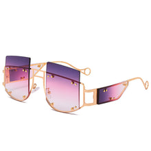 Carica l'immagine nel visualizzatore di Gallery, 2023 Steampunk Women Glasses Stylish Design UV400 Brand Desinger Semi-Rimless Oversized Occhiali Da Sole Donna