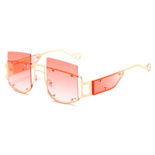 Carica l'immagine nel visualizzatore di Gallery, 2023 Steampunk Women Glasses Stylish Design UV400 Brand Desinger Semi-Rimless Oversized Occhiali Da Sole Donna
