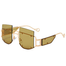 Carica l'immagine nel visualizzatore di Gallery, 2023 Steampunk Women Glasses Stylish Design UV400 Brand Desinger Semi-Rimless Oversized Occhiali Da Sole Donna