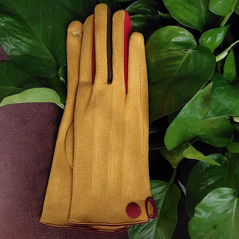 2023 Style Women Gloves Autumn Winter Warm Suede Heated Gloves Touch Screen Buttons Female Full Finger Mittens Luva
