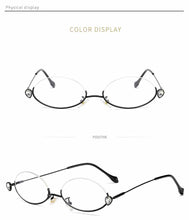 Load image into Gallery viewer, 2023 Summer Brand Designer Half Frame Oval Shining Glasses Diamond Women Anti-Blue Light Ladies Formula Glasses