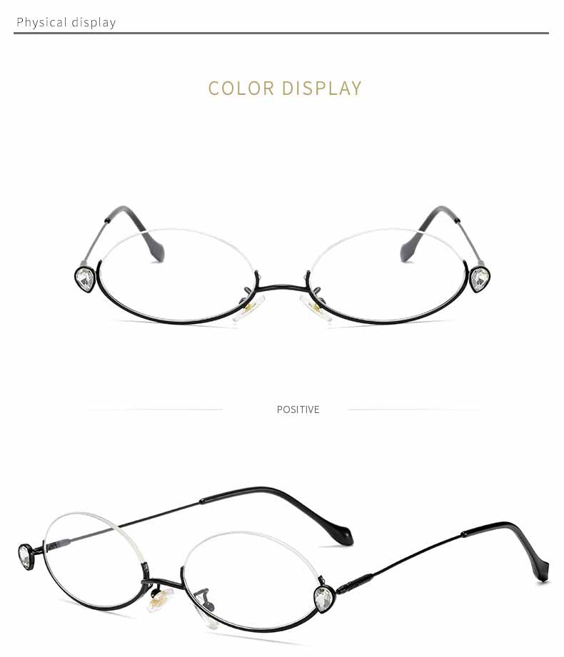 2023 Summer Brand Designer Half Frame Oval Shining Glasses Diamond Women Anti-Blue Light Ladies Formula Glasses