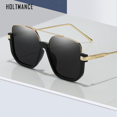 2023 Vintage Black Square Half Frame Sunglasess for Women Brand Design Female Male Anti-Blue Light Flat Mirror Glass