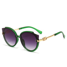 Carica l'immagine nel visualizzatore di Gallery, 2023 Occhiali da sole rotondi vintage Cat Eye da donna Versione coreana Occhiali da sole sfumati senza montatura in metallo Tonalità UV400 