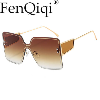 2023 uv400 Gradient Design Square Glasses Oversized Rimless Glasses Luxurious Trend Sunglasses Ladies