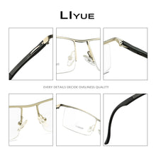 Carica l&#39;immagine nel visualizzatore di Gallery, 2023 Optical Glasses Frame Men Half Metal EyeGlasses Computer Myopia Prescription Transparent Eye glasses frames eyewear
