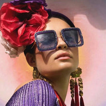 Load image into Gallery viewer, 2023 Oversized Square Cooling Black Sunglasses Women Shining Designer Rectangle Sun Glasses Men Green Tint Icon Shades  Eyewear