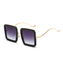 Load image into Gallery viewer, 2023 Oversized Square Cooling Black Sunglasses Women Shining Designer Rectangle Sun Glasses Men Green Tint Icon Shades  Eyewear