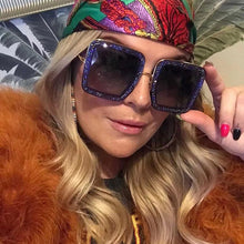 Load image into Gallery viewer, 2023 Oversized Square Cooling Black Sunglasses Women Shining Designer Rectangle Sun Glasses Men Green Tint Icon Shades  Eyewear