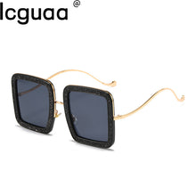 Load image into Gallery viewer, 2023 Oversized Square Cooling Black Sunglasses Women Shining Designer Rectangle Sun Glasses Men Green Tint Icon Shades  Eyewear