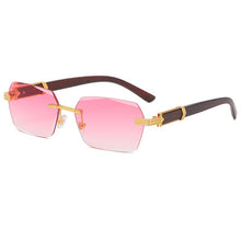 Load image into Gallery viewer, 2023 Rimless Side Cut Square Sunglasses Women  Pink Glasses Imitation Wood Lentes De Sol Mujer UV400 Shades