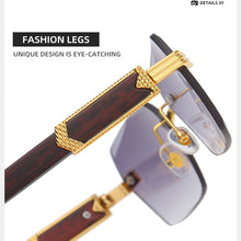 Load image into Gallery viewer, 2023 Rimless Side Cut Square Sunglasses Women  Pink Glasses Imitation Wood Lentes De Sol Mujer UV400 Shades