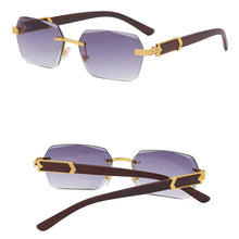 Load image into Gallery viewer, 2023 Rimless Side Cut Square Sunglasses Women  Pink Glasses Imitation Wood Lentes De Sol Mujer UV400 Shades
