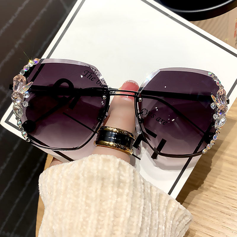 2023 Rimless Sunglasses Woman Sexy  Brand Design Diamond Sun Glasses Gradient Shades for Female Oculos De Sol Uv400
