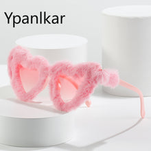 Load image into Gallery viewer, 2023 Summer Plush Sunglasses Love Heart Gradient Pink Glasses Funny Heart Shape Women Sunglasses