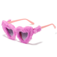 Load image into Gallery viewer, 2023 Summer Plush Sunglasses Love Heart Gradient Pink Glasses Funny Heart Shape Women Sunglasses