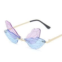 Load image into Gallery viewer, 2023 Vintage Dragonfly Wings Sunglasses Rimless Women Clear Lens Eyewear Men Pink Sun Glasses UV400 Eyewear Female